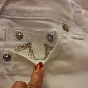 Jenni White Jeans with Gold Stitching
